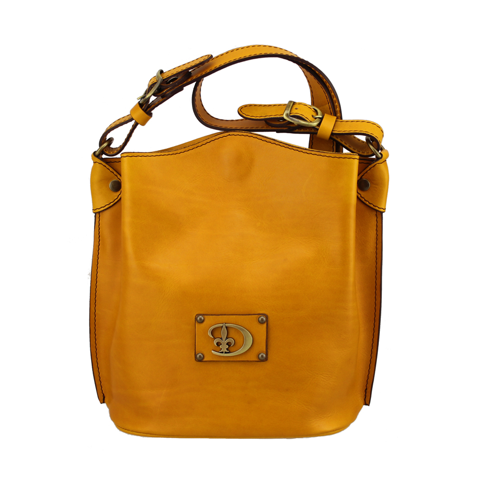 yellow leather bucket bag